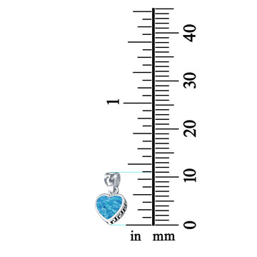 Heart Lab Created Blue Opal Pendant Charm 925 Sterling Silver